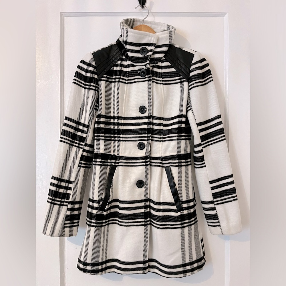 IZ Byer Button Down Faux Wool Plaid Women’s Coat